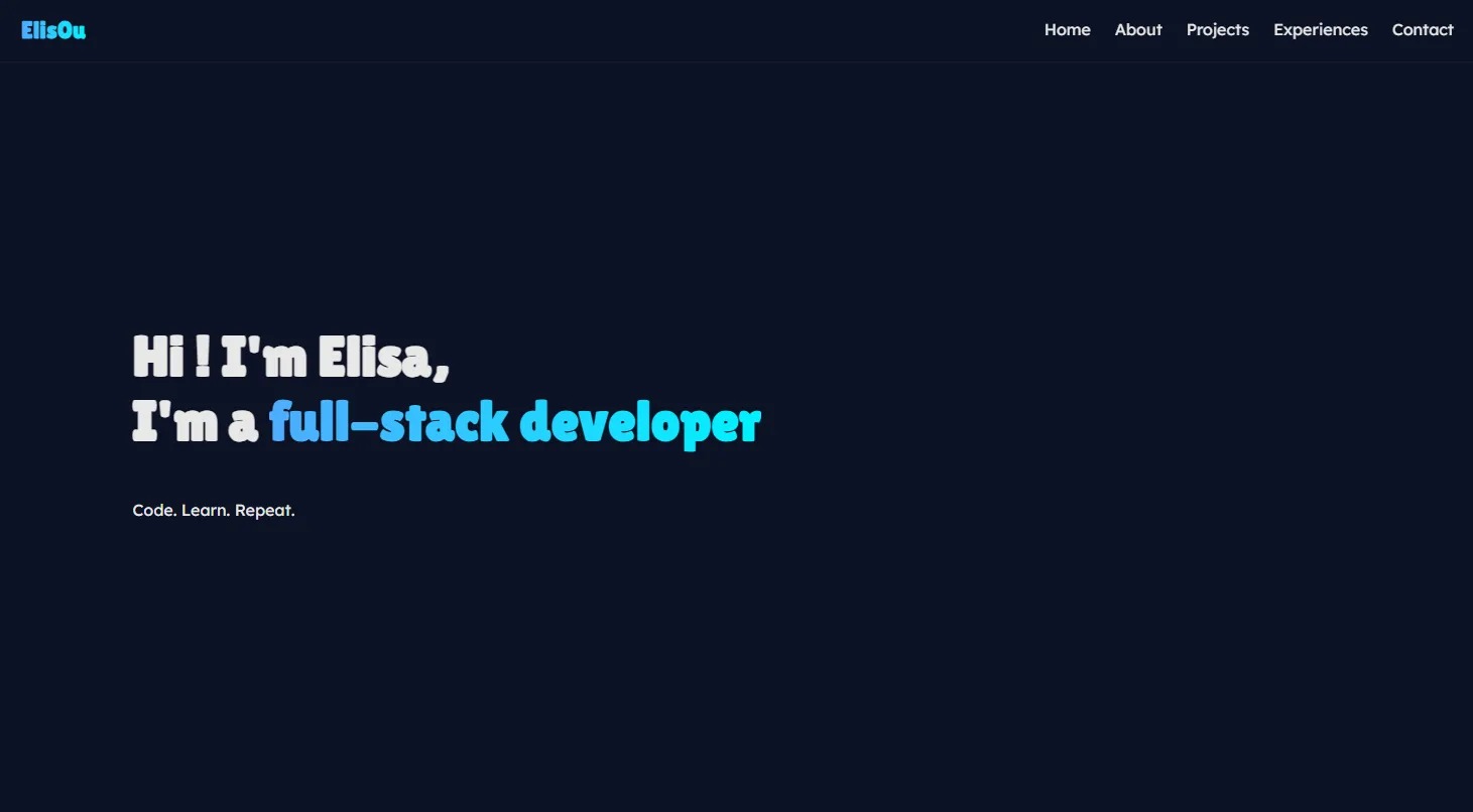 Home page of my portfolio